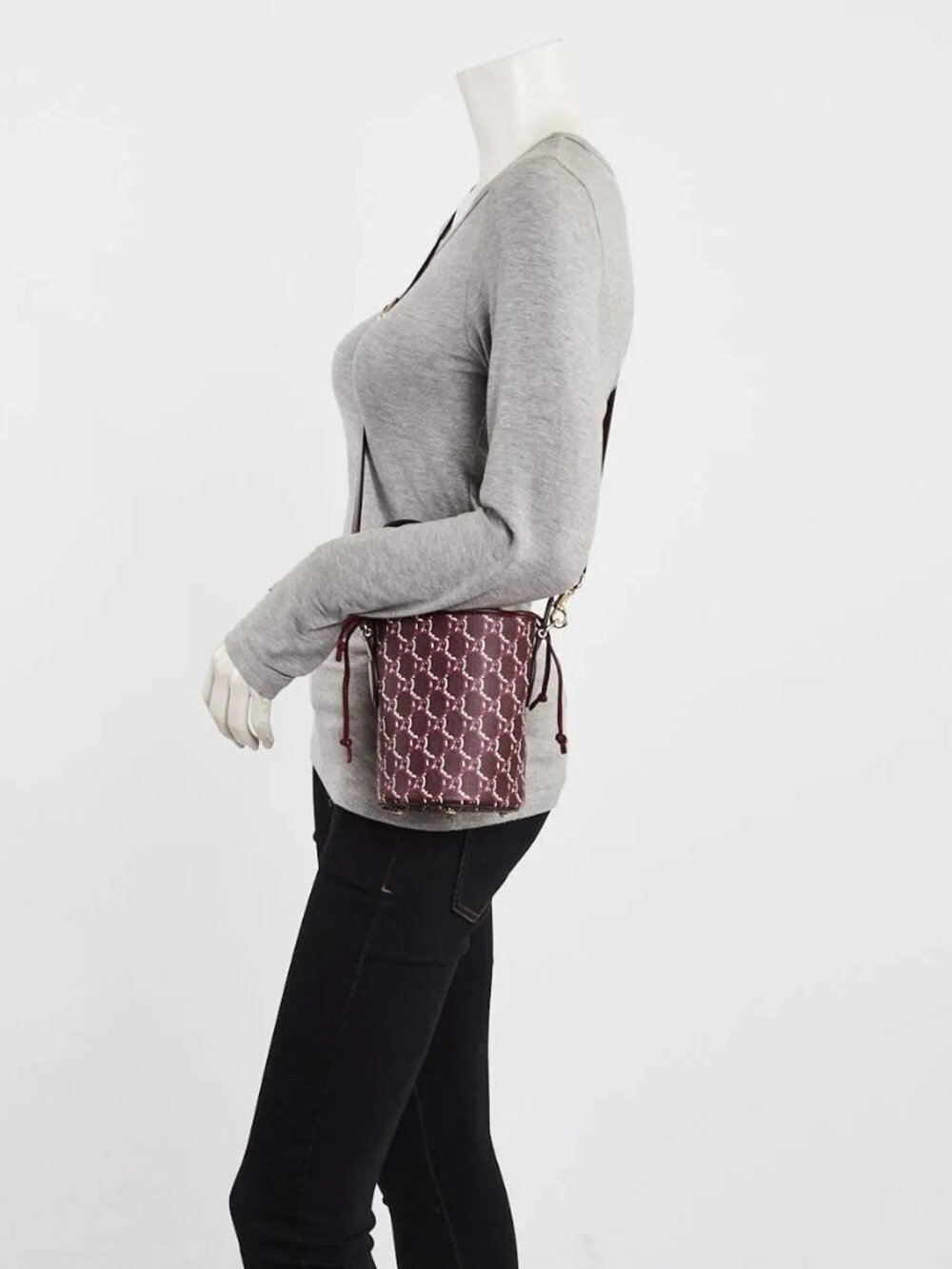 Gucci Red/Blue GG Shadow Canvas/Leather Mini Bucket Crossbody Bag